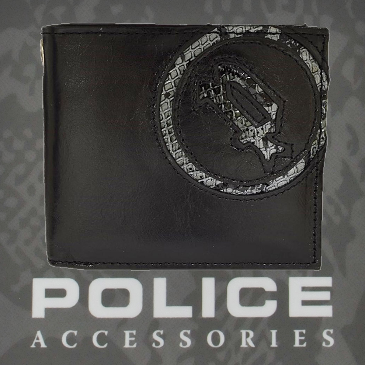POLICE　メンズ　二つ折り財布　EVEN  ブラック【PA-55502-10】